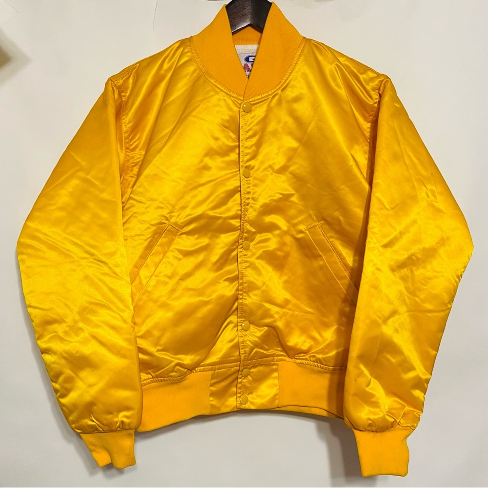 Vintage Unisex Yellow Satin Bomber Jacket Size Small - Picture 1 of 3